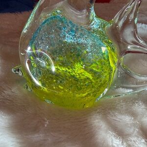 Glass Fish Figurine with Yellow and Blue Accents